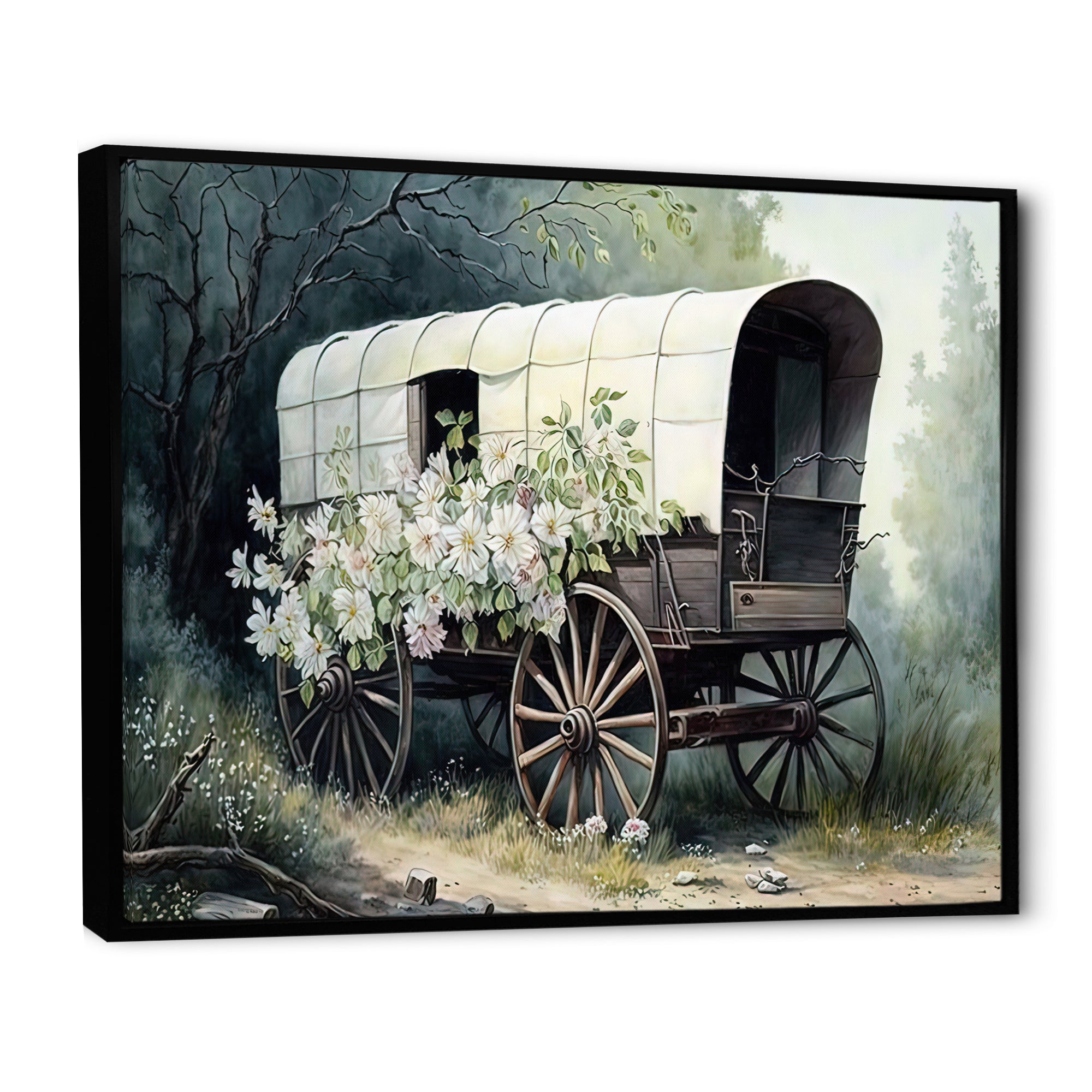 Flower Old Cottage Caravan I - Car Old American Canvas Wall Art