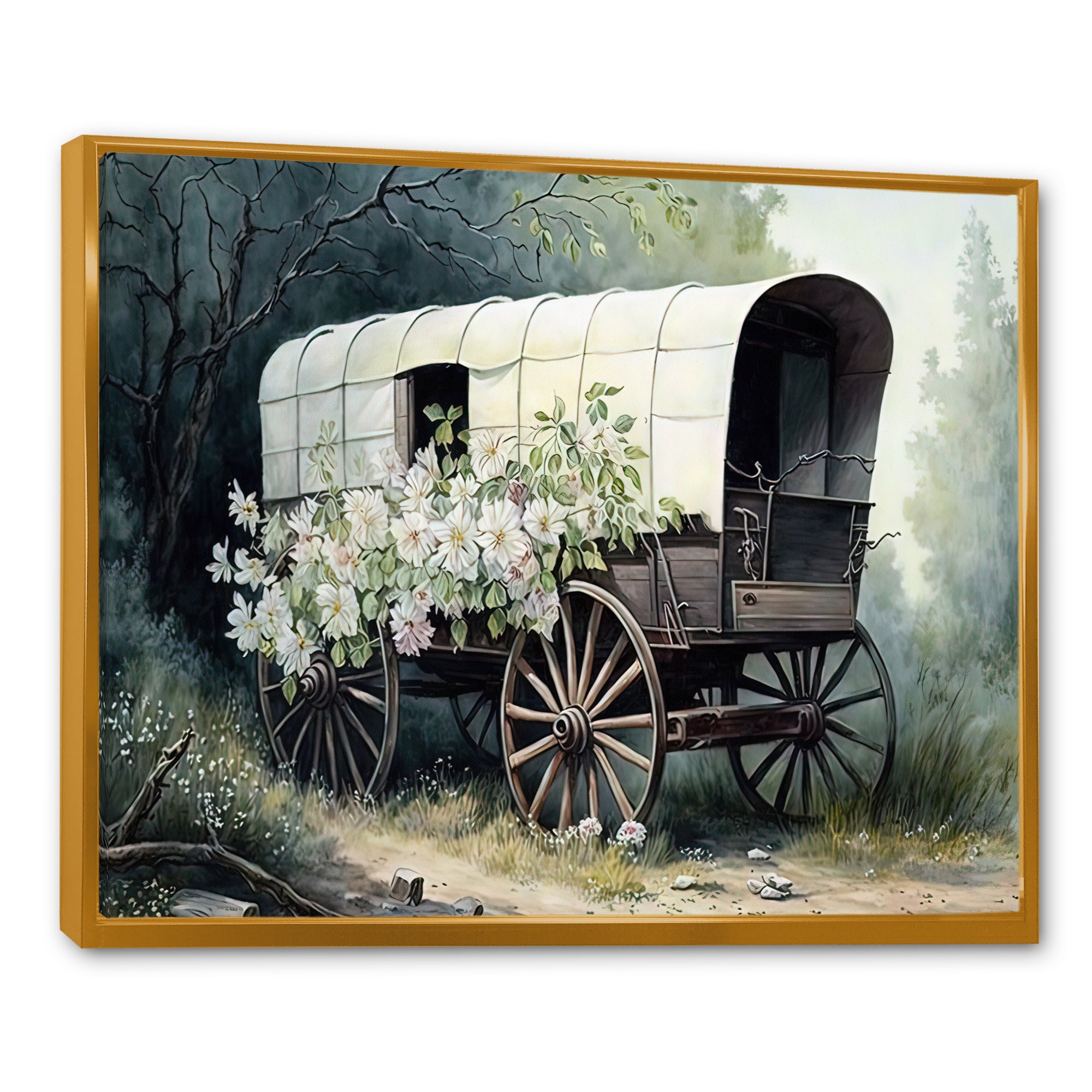 Flower Old Cottage Caravan I - Car Old American Canvas Wall Art