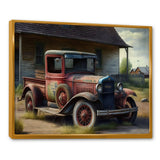 30s American Car At The Barn - Car Old American Canvas Wall Art