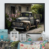 Vintage Car At The Barn - Car Old American Canvas Wall Art