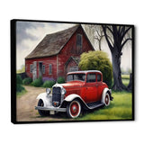 Old Vintage Car At The Barn - Car Old American Canvas Wall Art