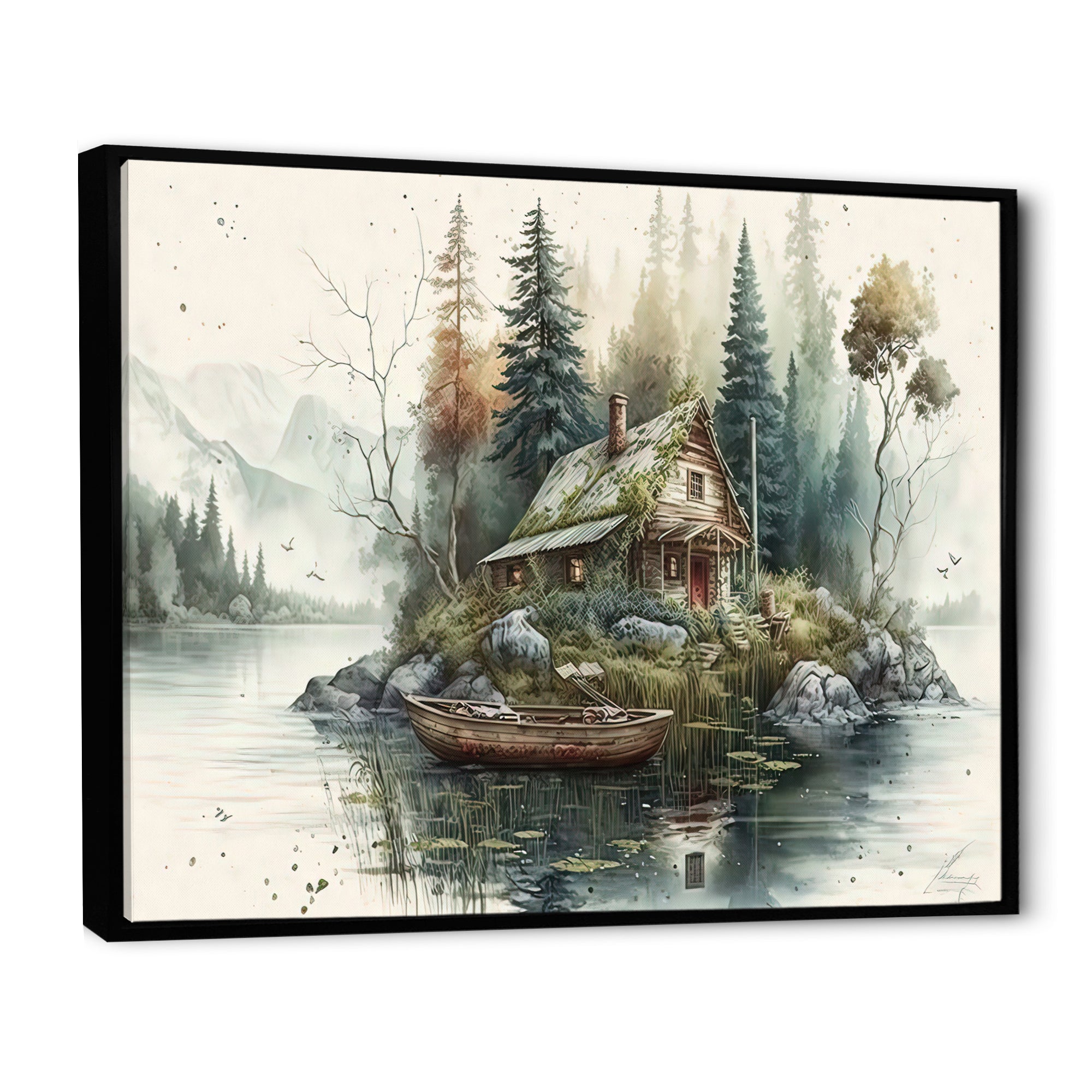 Fishing House By The Lake I - Hunting & Fishing Canvas Wall Art