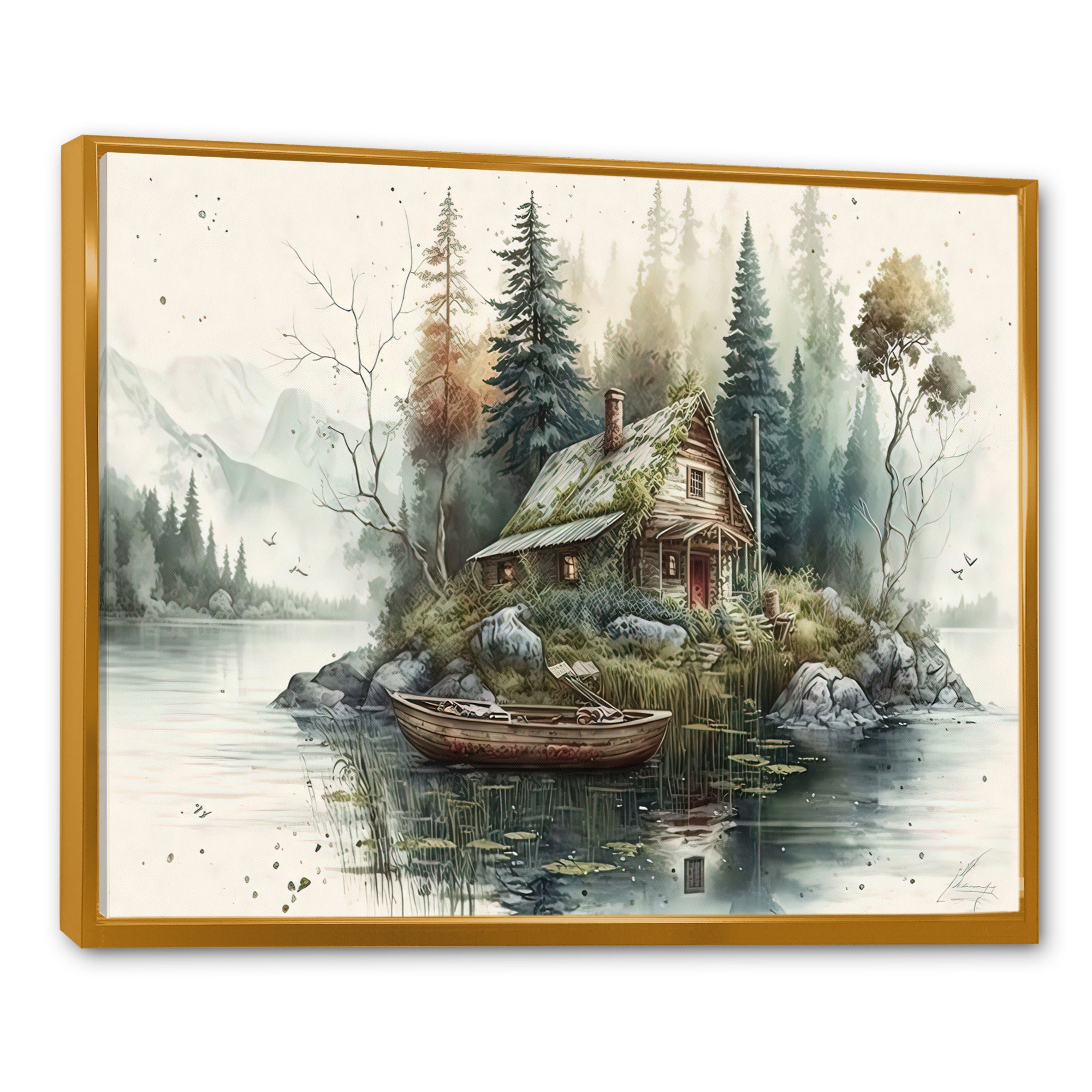 Fishing House By The Lake I - Hunting & Fishing Canvas Wall Art