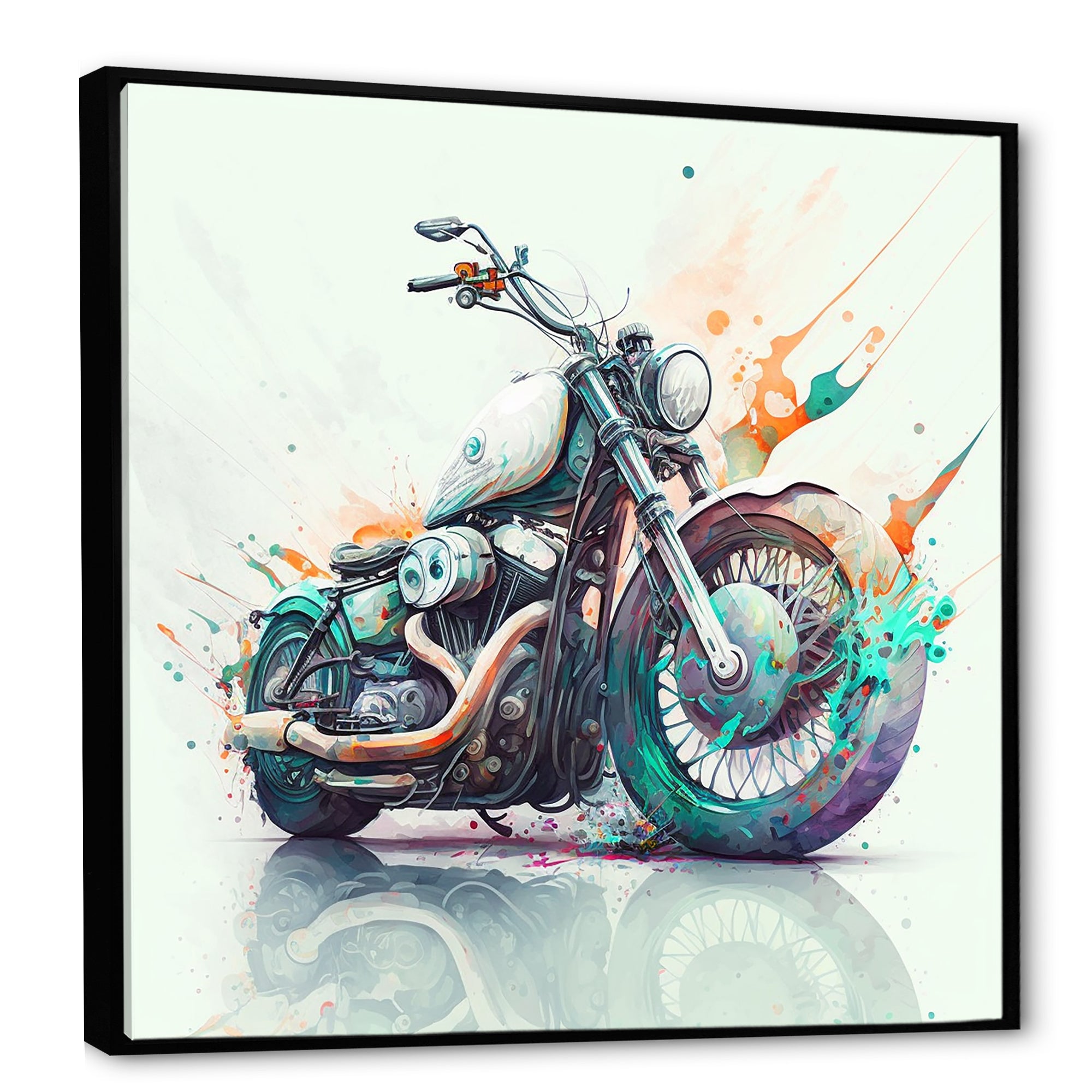 Modern Vibrant Motorcycle - Motorcycle Canvas Wall Art