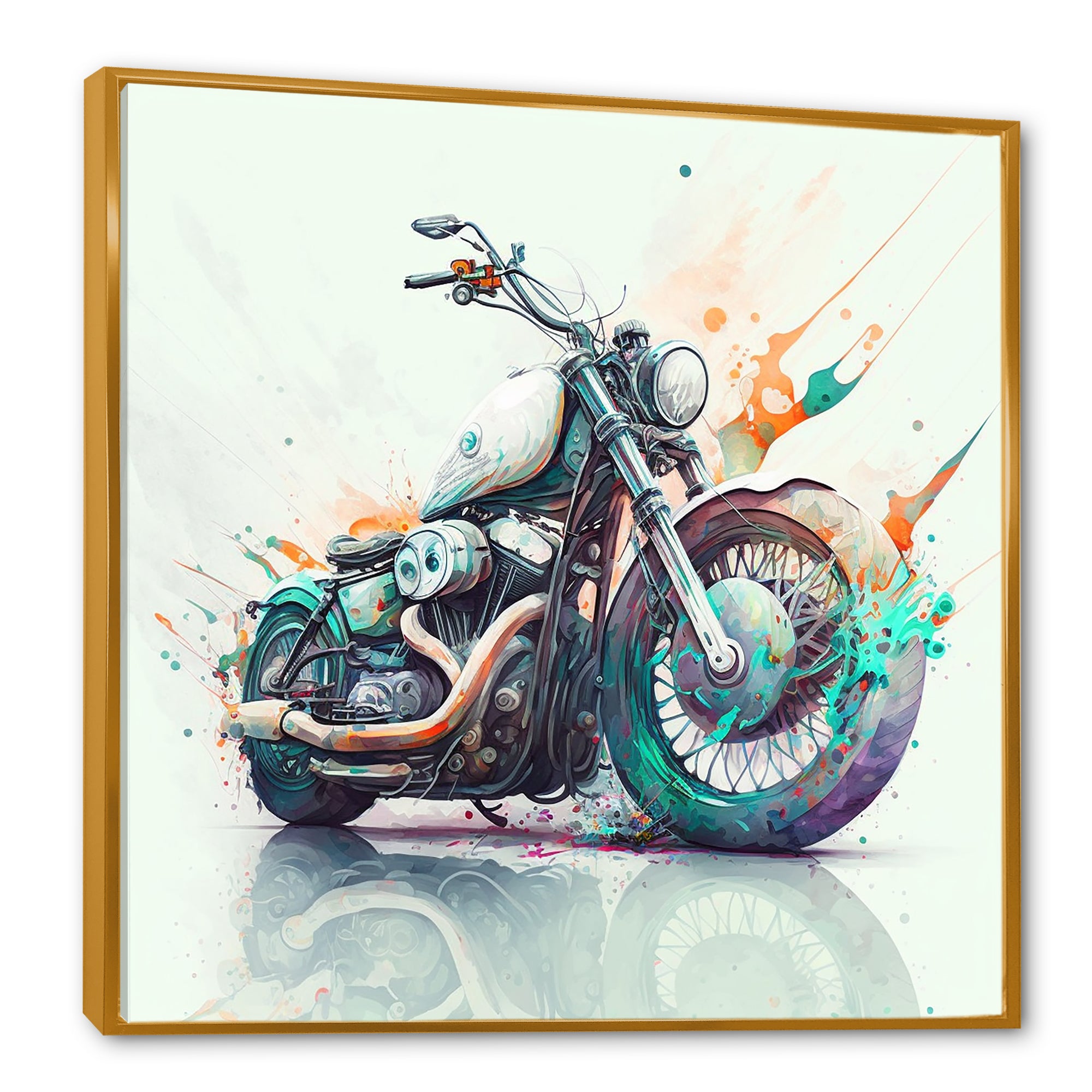 Modern Vibrant Motorcycle - Motorcycle Canvas Wall Art