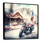 Motorcycle Parked At The Cabin I - Motorcycle Canvas Wall Art