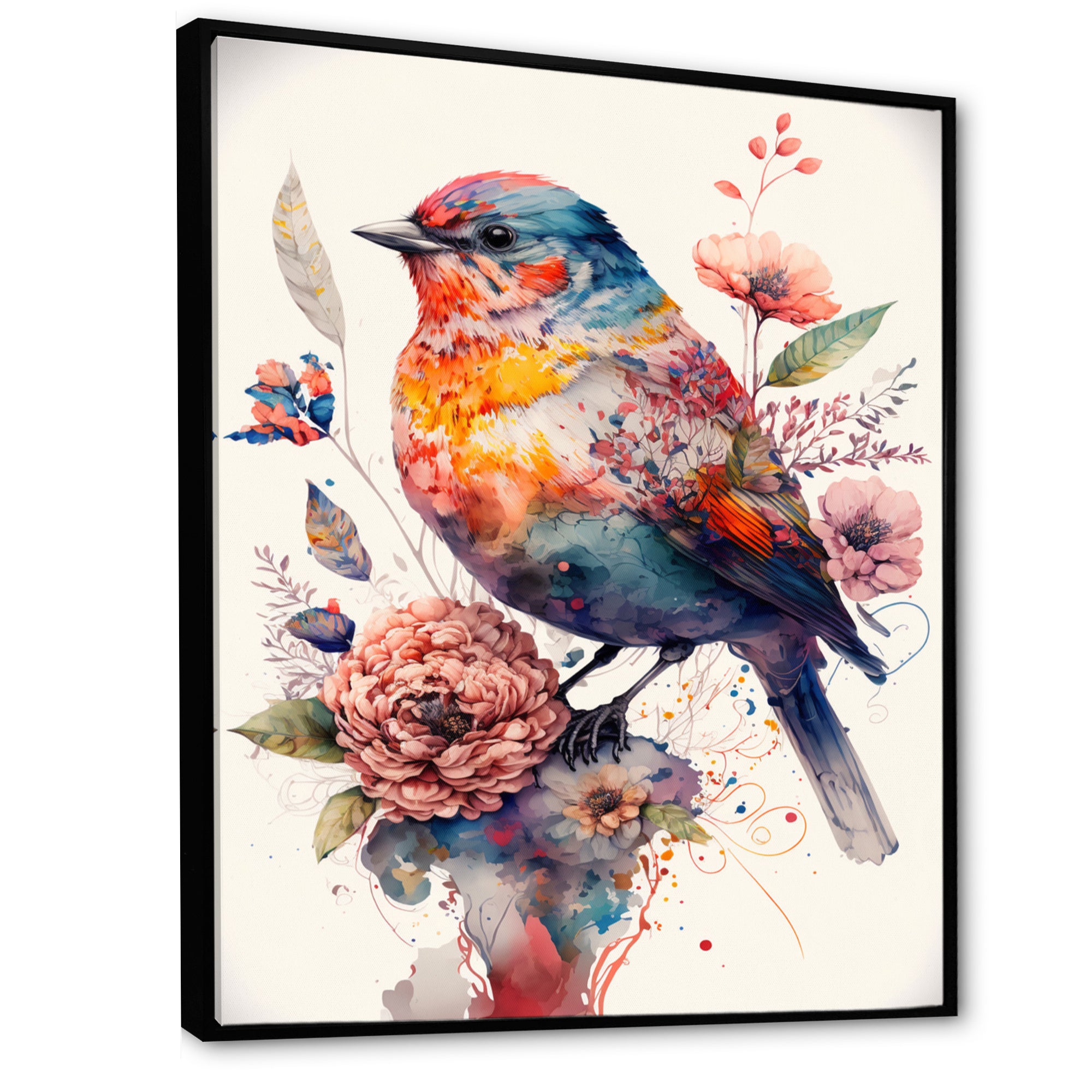 Cute Bird Floral Art - Bird Wall Decor