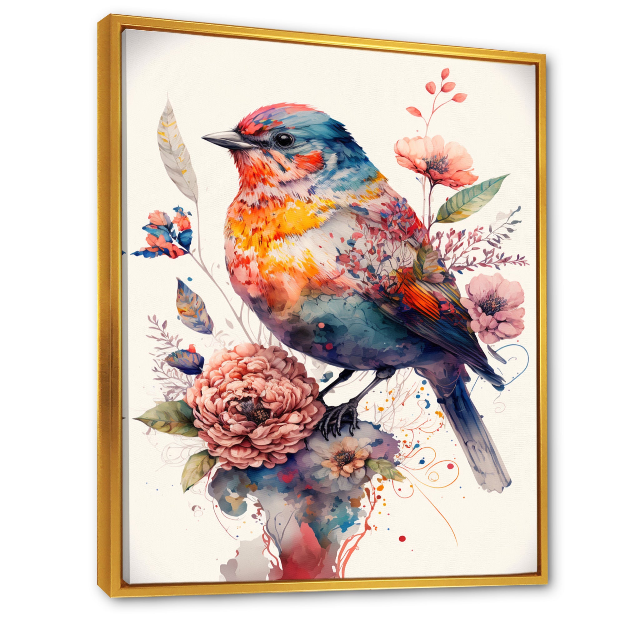 Cute Bird Floral Art - Bird Wall Decor
