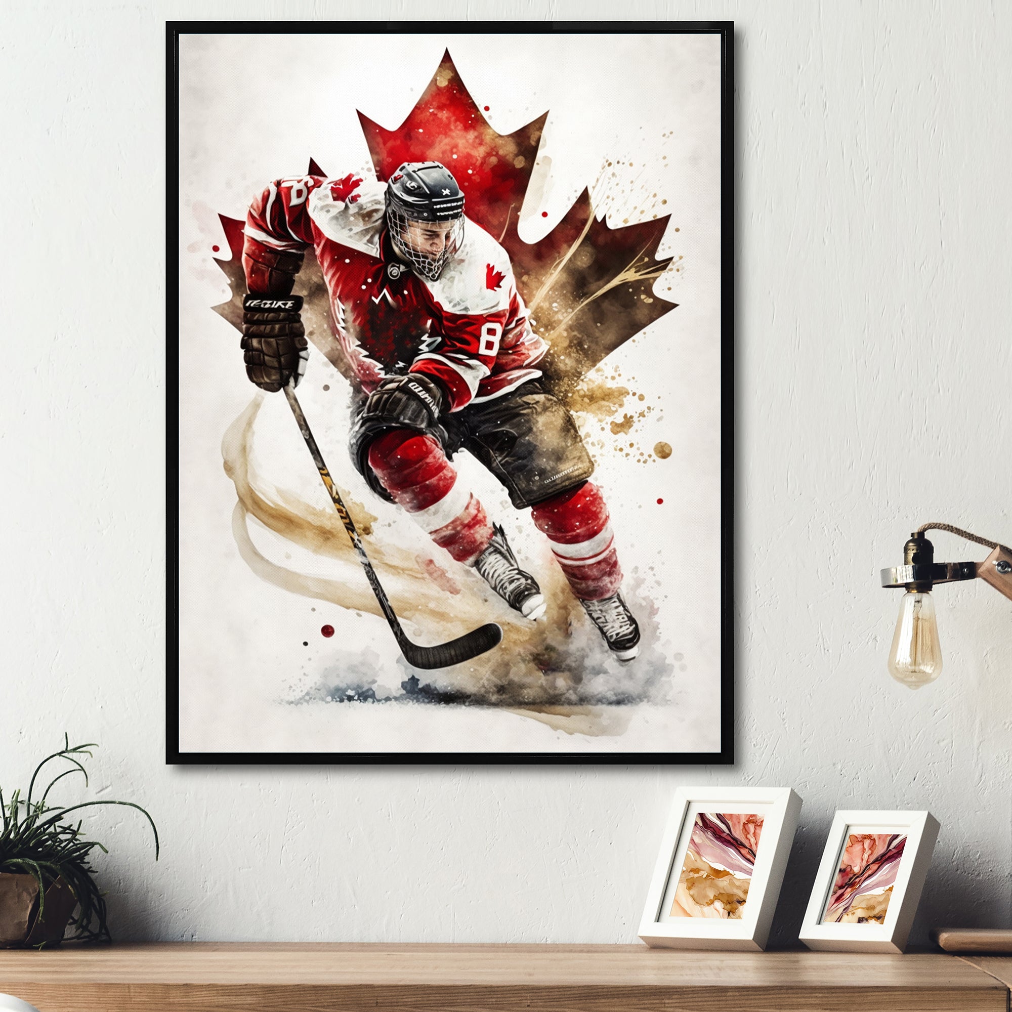 Canadian Hockey Player In Action I - Sport Hockey Canvas Wall Art