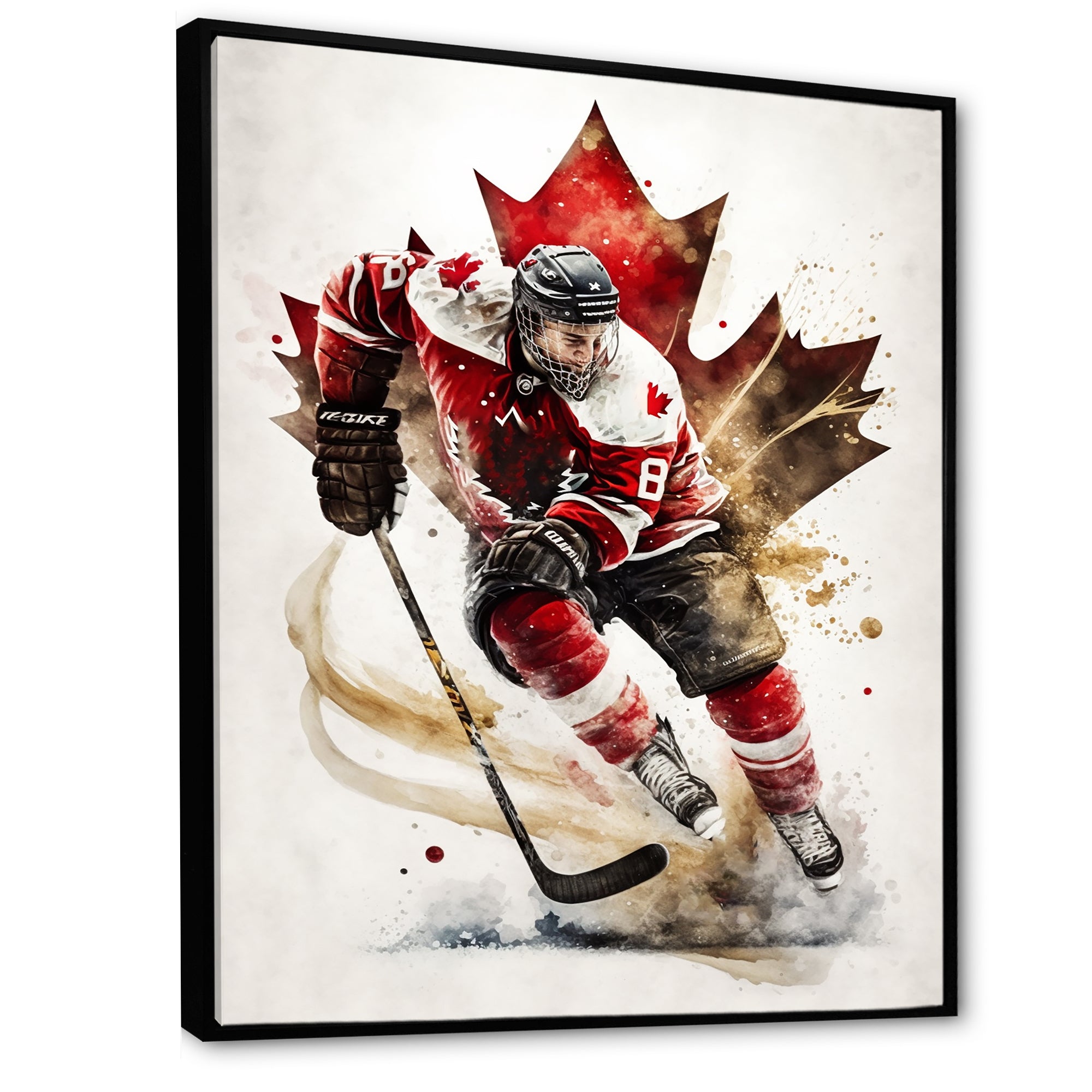 Canadian Hockey Player In Action I - Sport Hockey Canvas Wall Art
