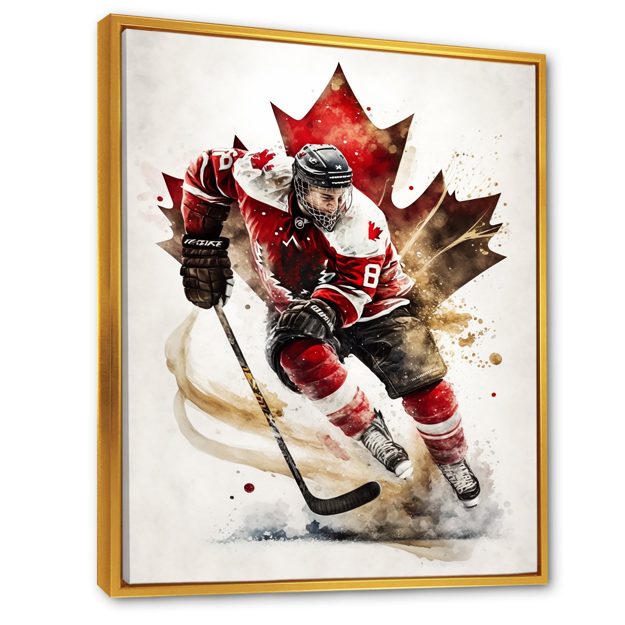 Canadian Hockey Player In Action I - Sport Hockey Canvas Wall Art