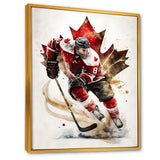 Canadian Hockey Player In Action I - Sport Hockey Canvas Wall Art
