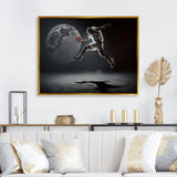 Touchdown On The Moon - Sport Basketball Canvas Wall Art