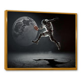 Touchdown On The Moon - Sport Basketball Canvas Wall Art