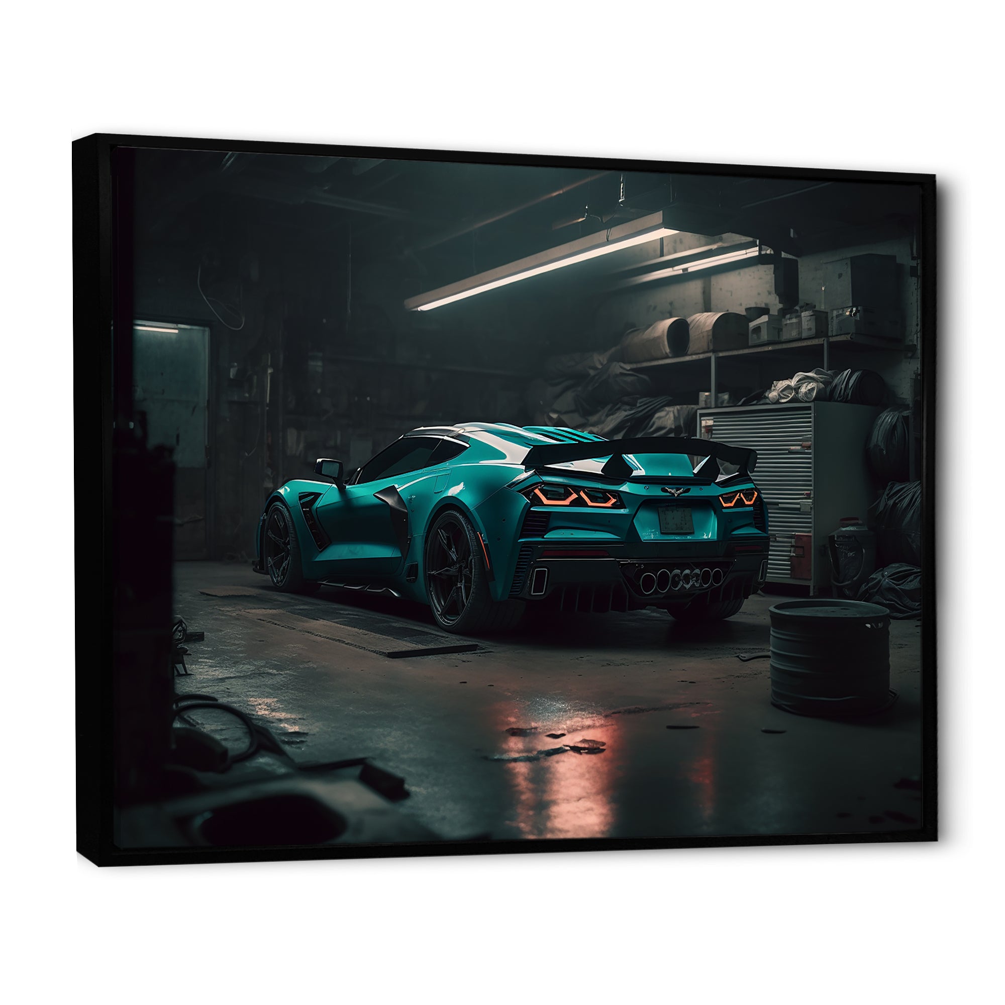 Vette In Underground Garage - Car Exotic Canvas Wall Art