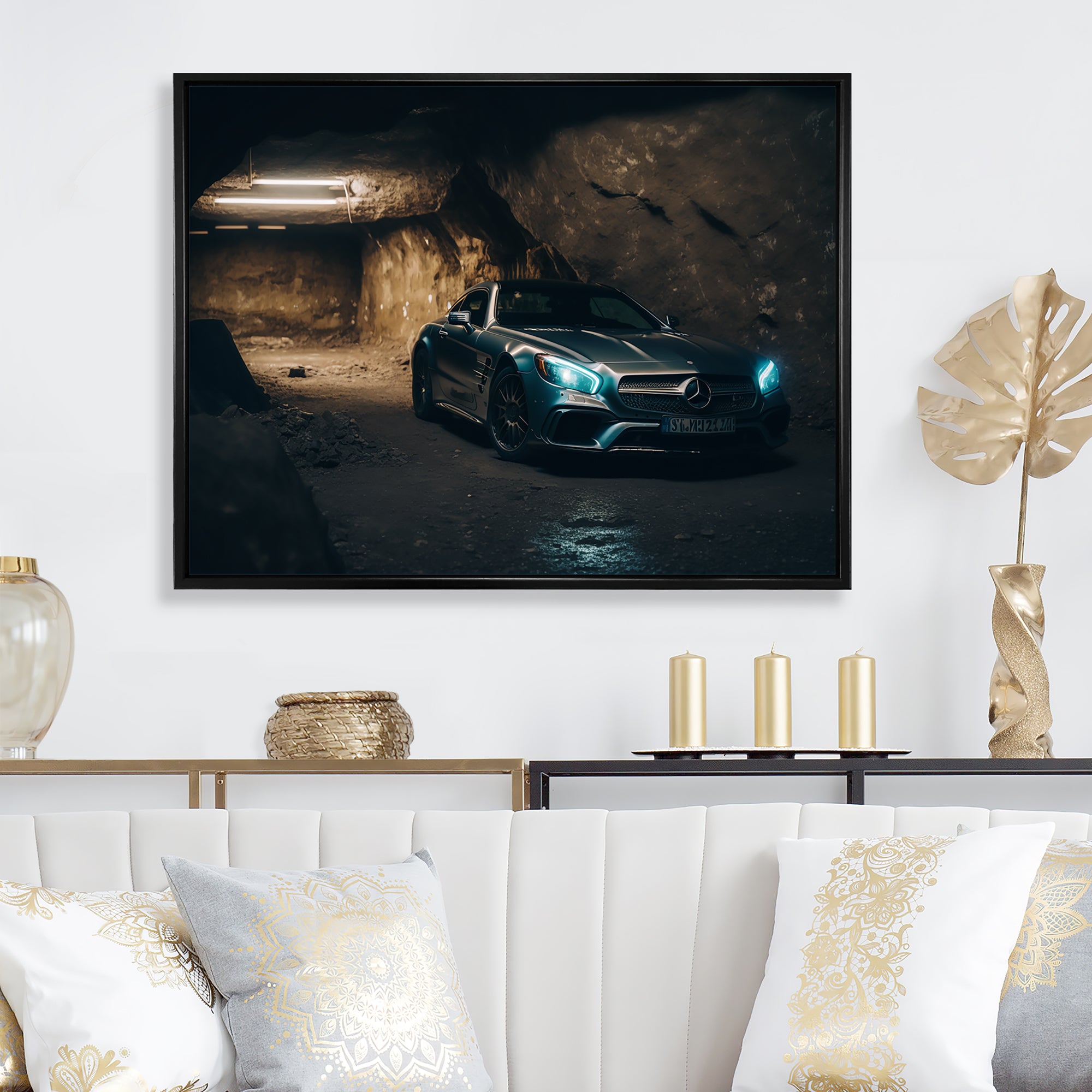SL In Underground Garage - Car Exotic Canvas Wall Art