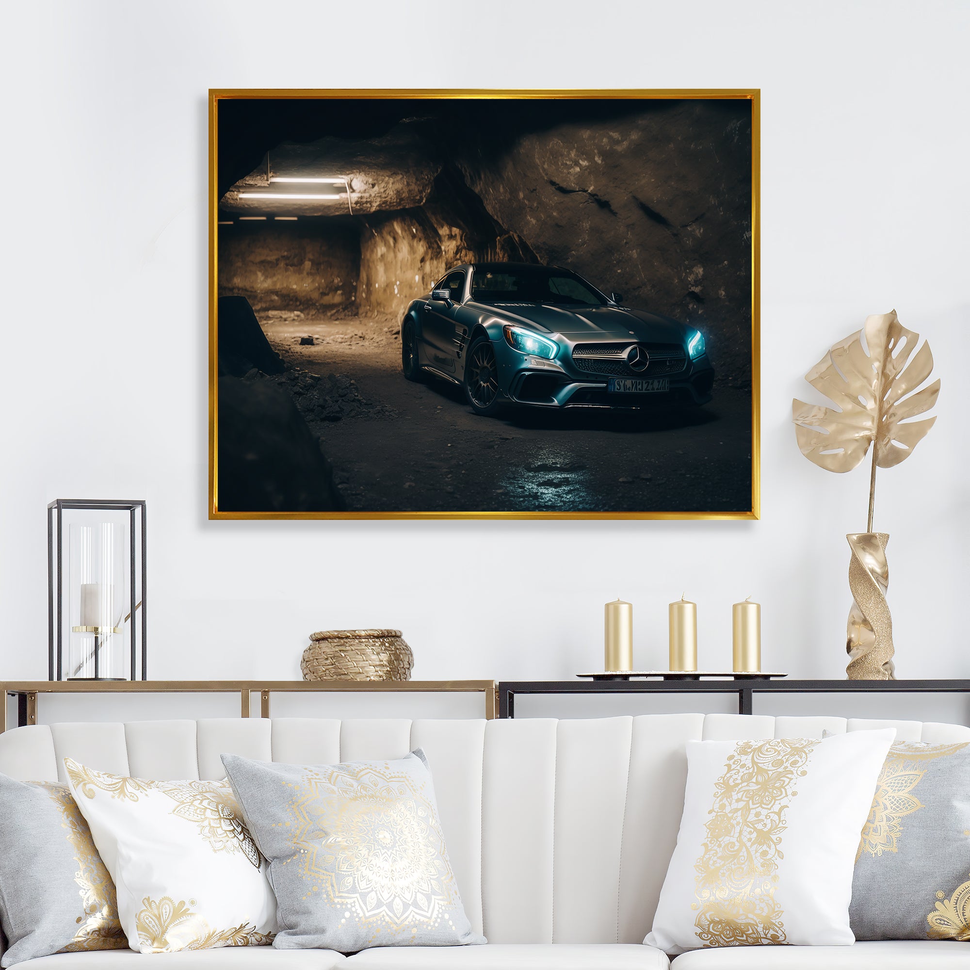 SL In Underground Garage - Car Exotic Canvas Wall Art