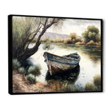 Fishing Boat In The River - Boat Fishing Canvas Wall Art