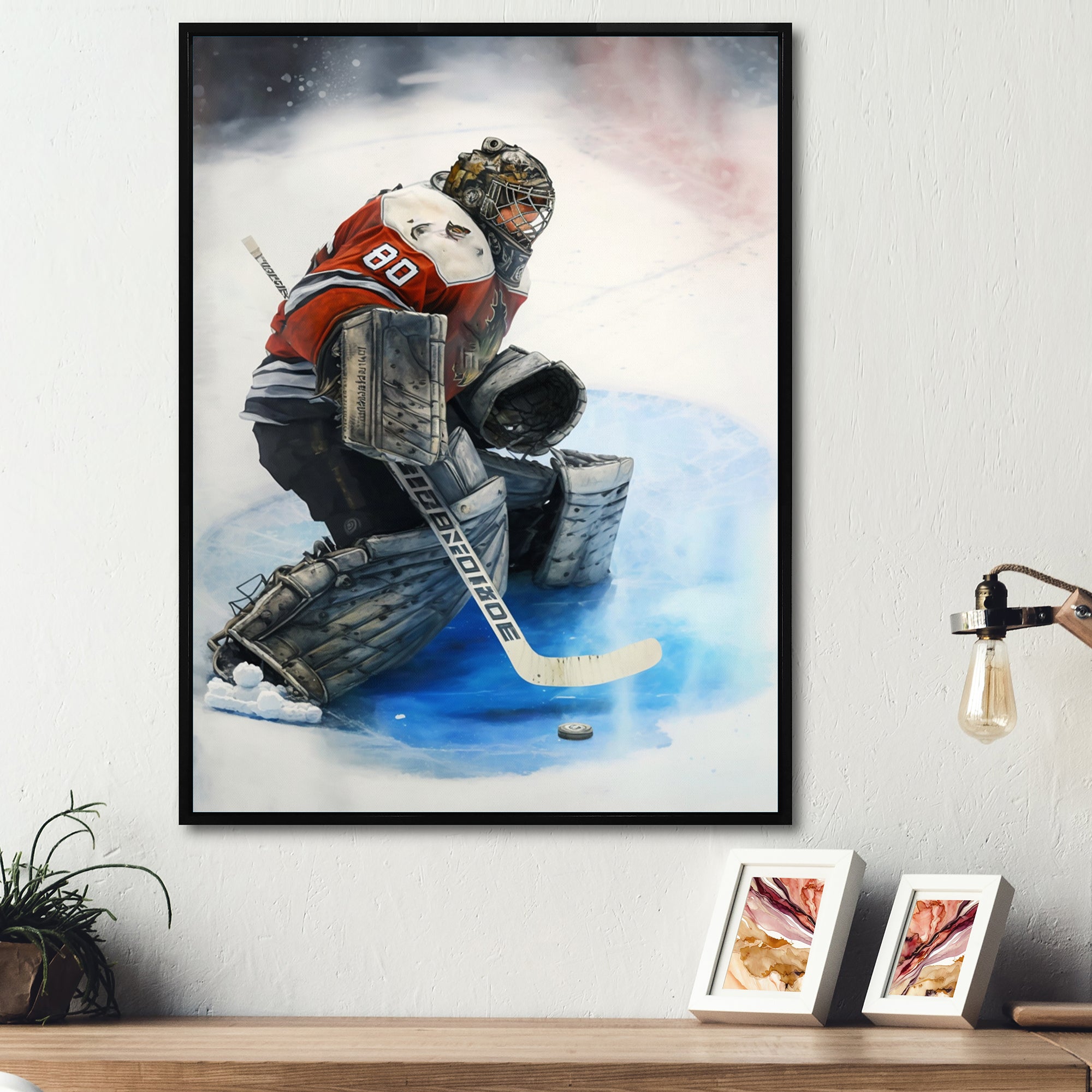 Hockey Goalie During Game I - Sport Hockey Canvas Wall Art