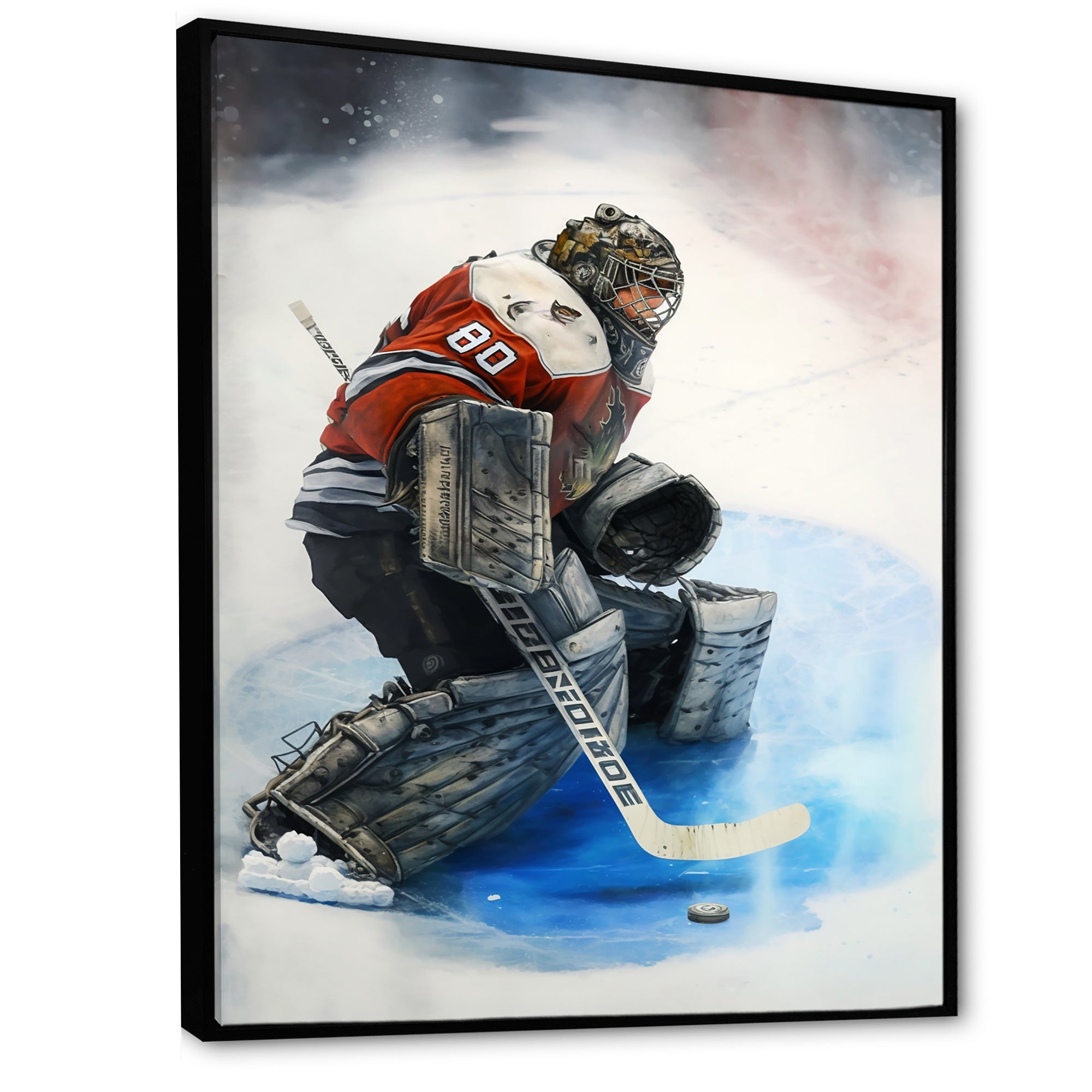 Hockey Goalie During Game I - Sport Hockey Canvas Wall Art