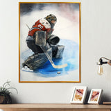 Hockey Goalie During Game I - Sport Hockey Canvas Wall Art