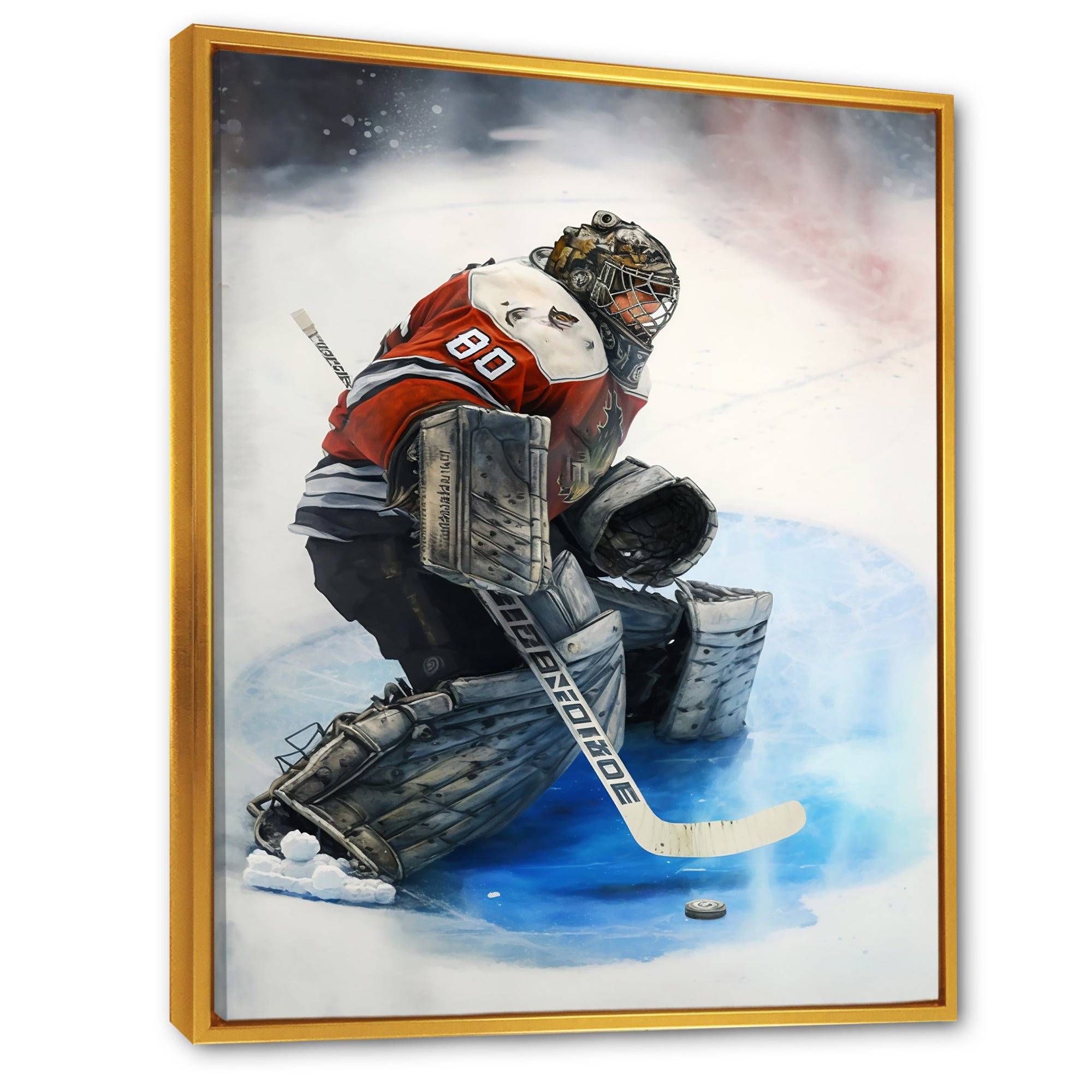 Hockey Goalie During Game I - Sport Hockey Canvas Wall Art