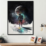 Hockey Player On The Moon - Sport Hockey Canvas Wall Art