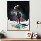 Hockey Player On The Moon - Sport Hockey Canvas Wall Art