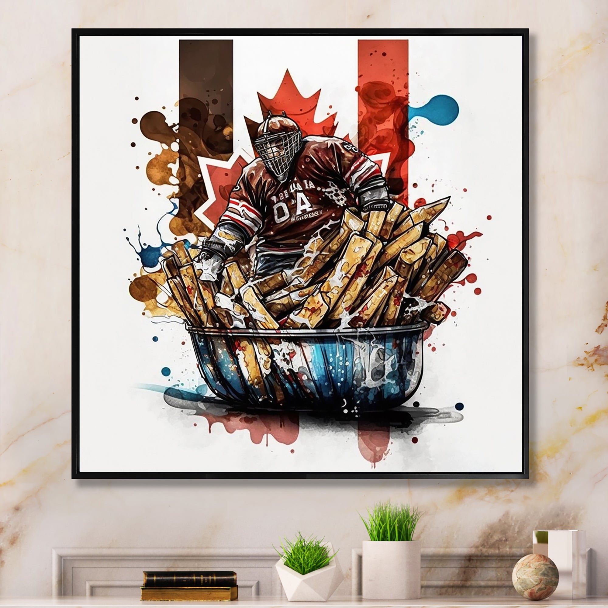 Goal Tender In Poutine I - Sport Hockey Canvas Wall Art