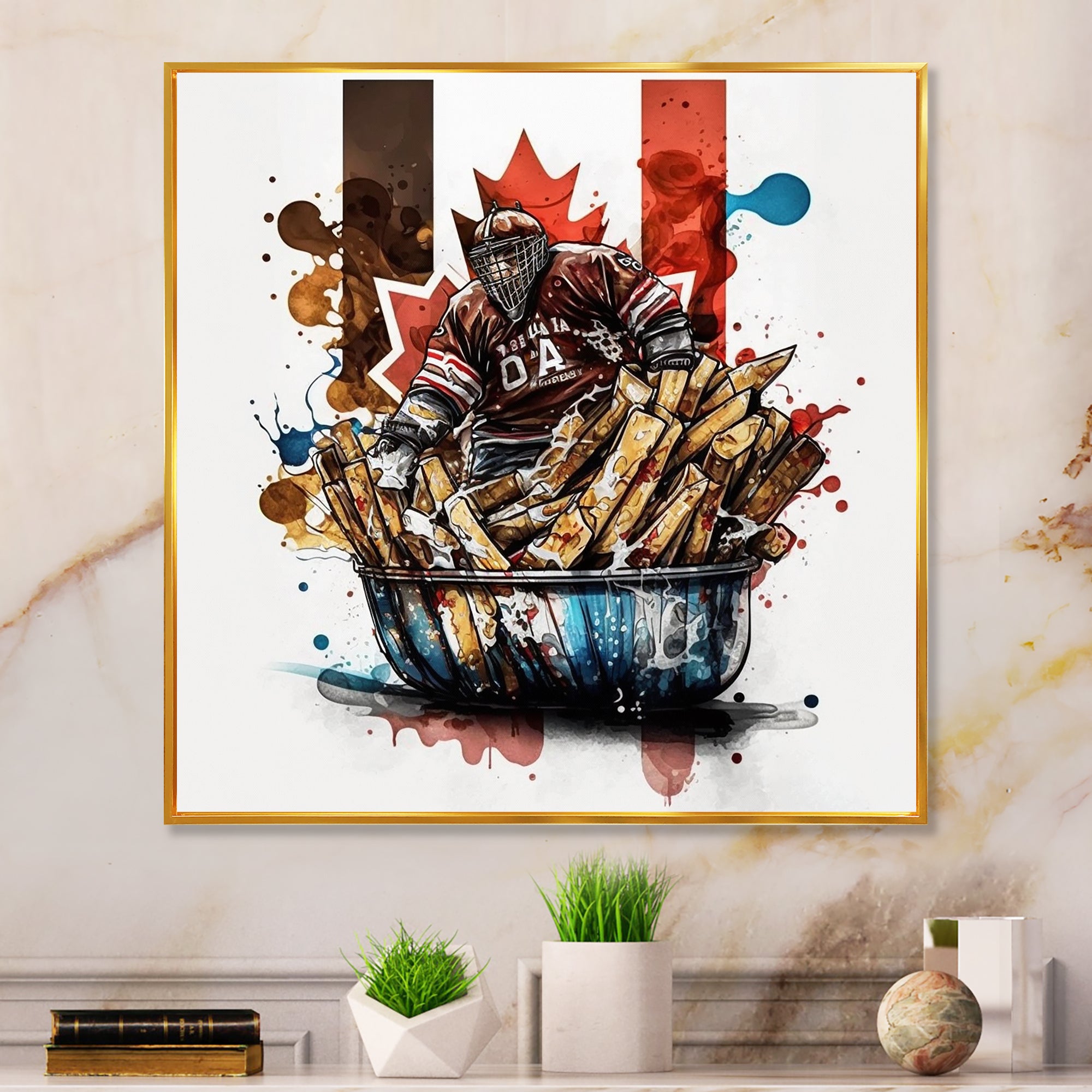 Goal Tender In Poutine I - Sport Hockey Canvas Wall Art