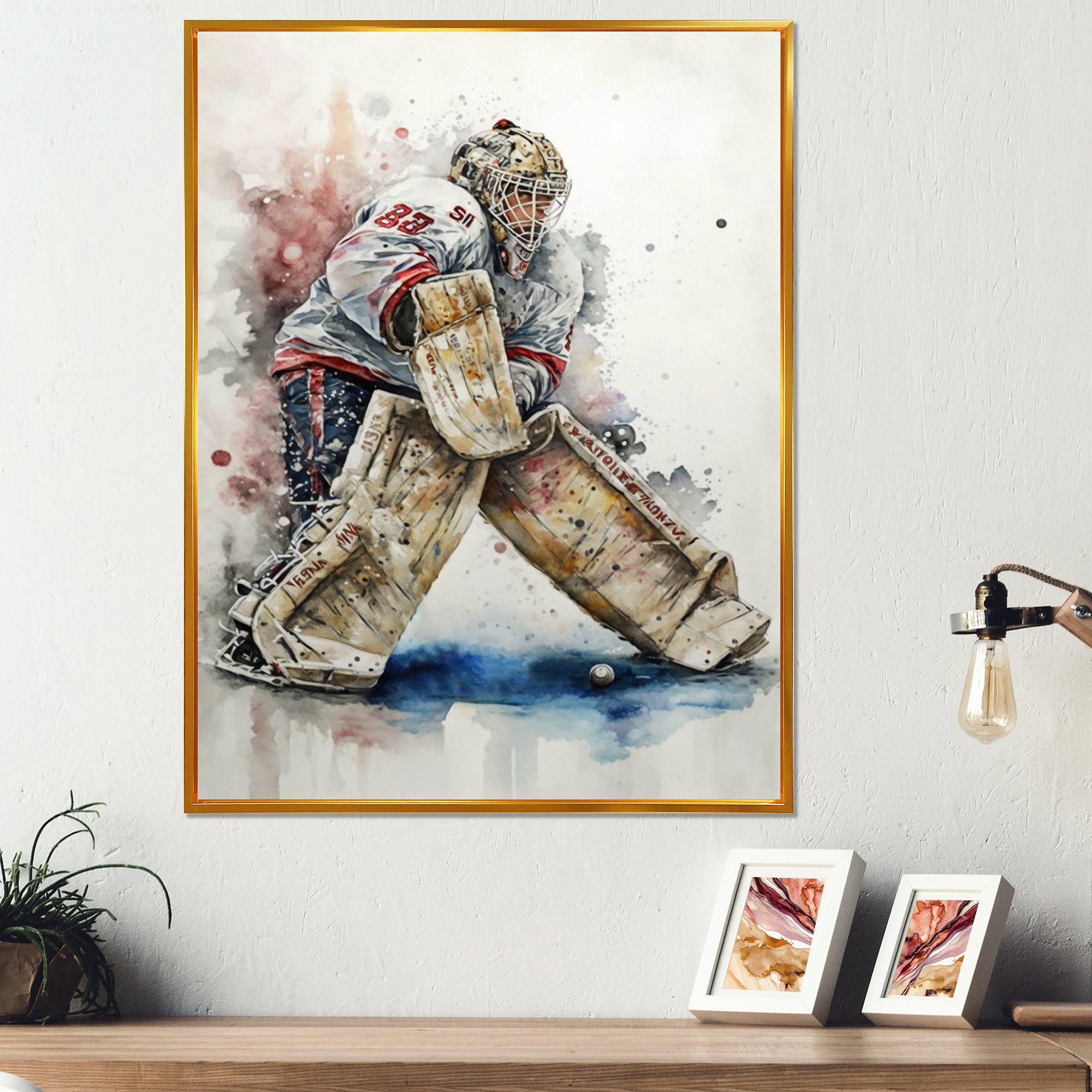 Hockey Goalie On Ice During Play I - Sport Hockey Canvas Wall Art