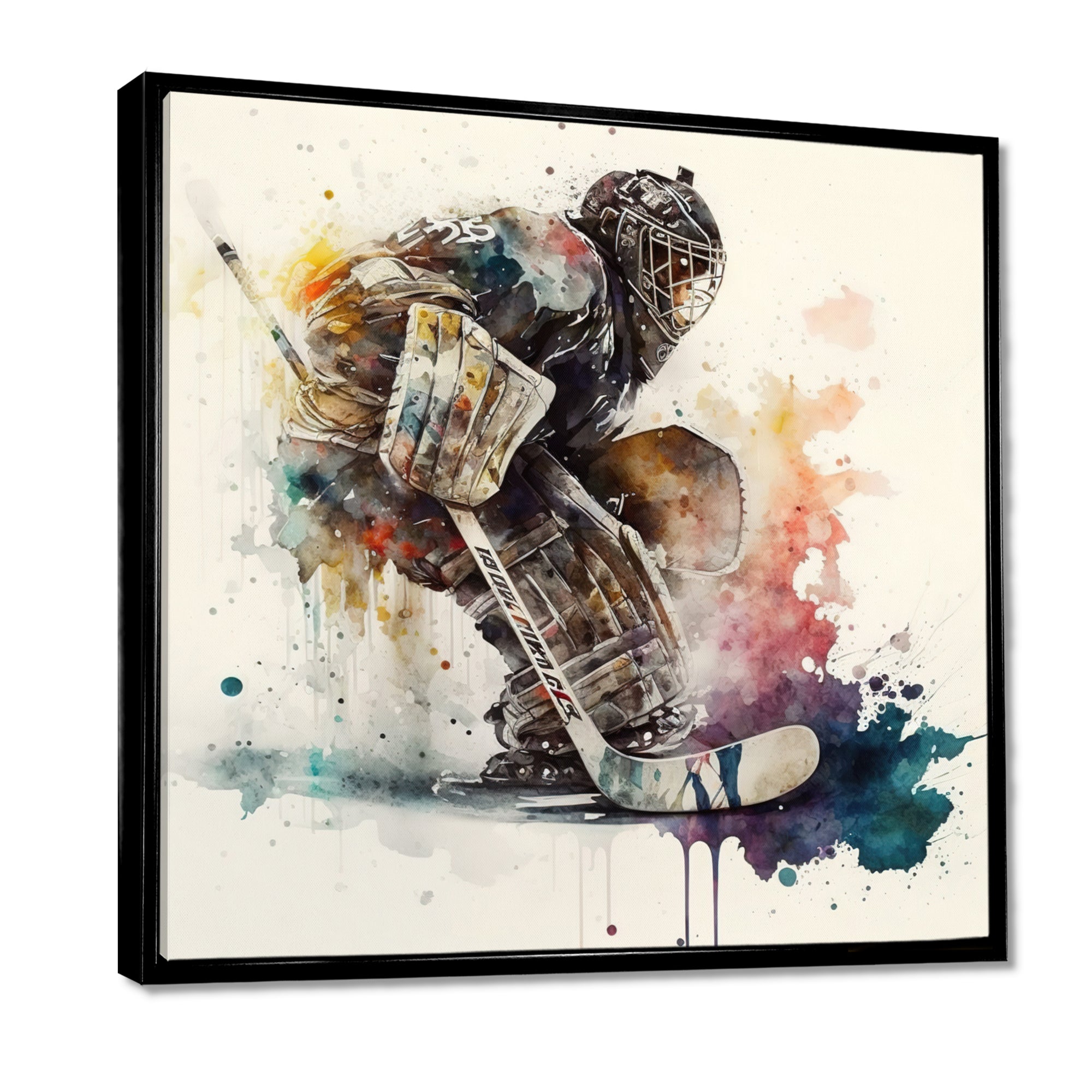 Hockey Goalie During The Hockey Game I - Sport Hockey Canvas Wall Art