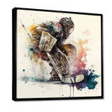 Hockey Goalie During The Hockey Game I - Sport Hockey Canvas Wall Art