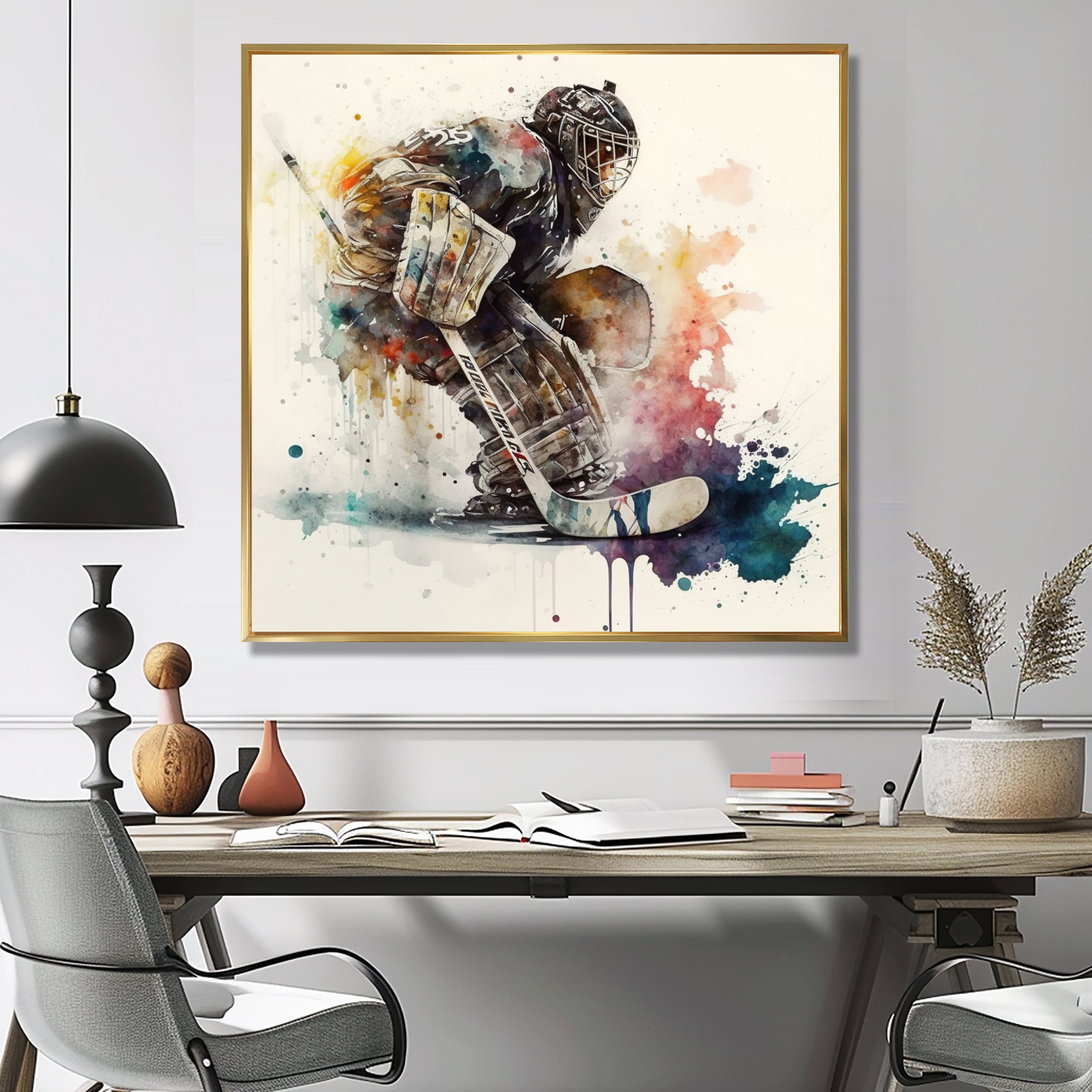 Hockey Goalie During The Hockey Game I - Sport Hockey Canvas Wall Art