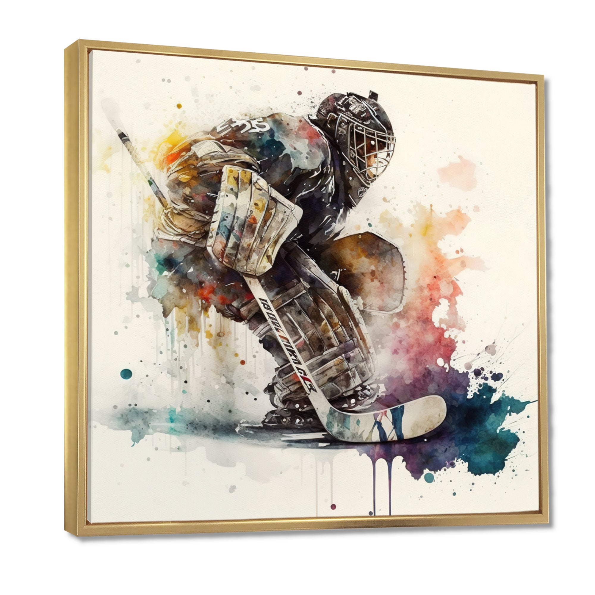 Hockey Goalie During The Hockey Game I - Sport Hockey Canvas Wall Art