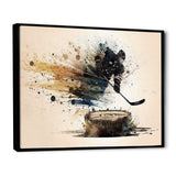 Hockey Player Hitting Puck - Sport Hockey Canvas Wall Art