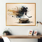Hockey Player Hitting Puck - Sport Hockey Canvas Wall Art