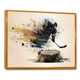 Hockey Player Hitting Puck - Sport Hockey Canvas Wall Art