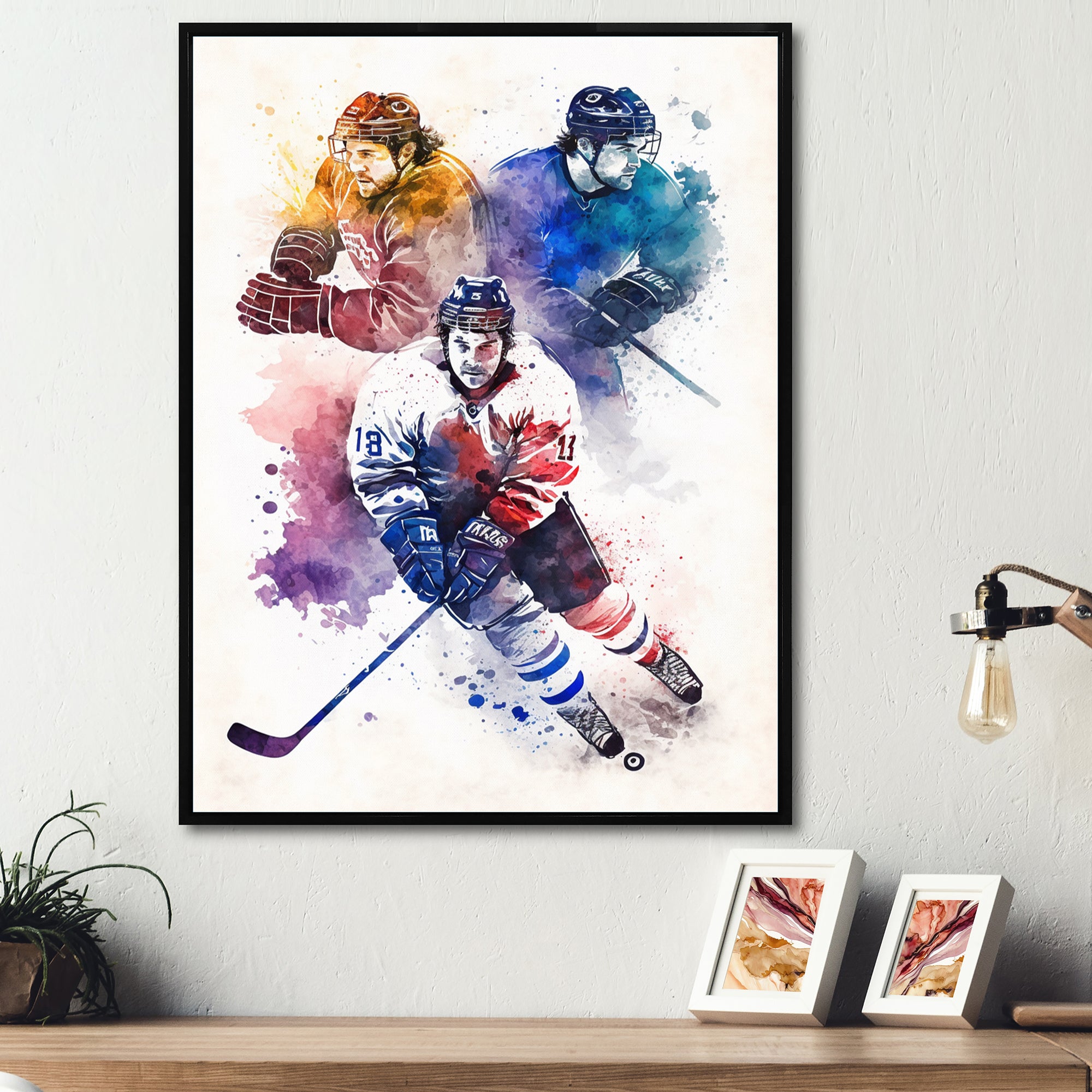 Three Hockey Players During Game I - Sport Hockey Canvas Wall Art