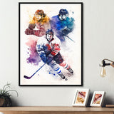 Three Hockey Players During Game I - Sport Hockey Canvas Wall Art