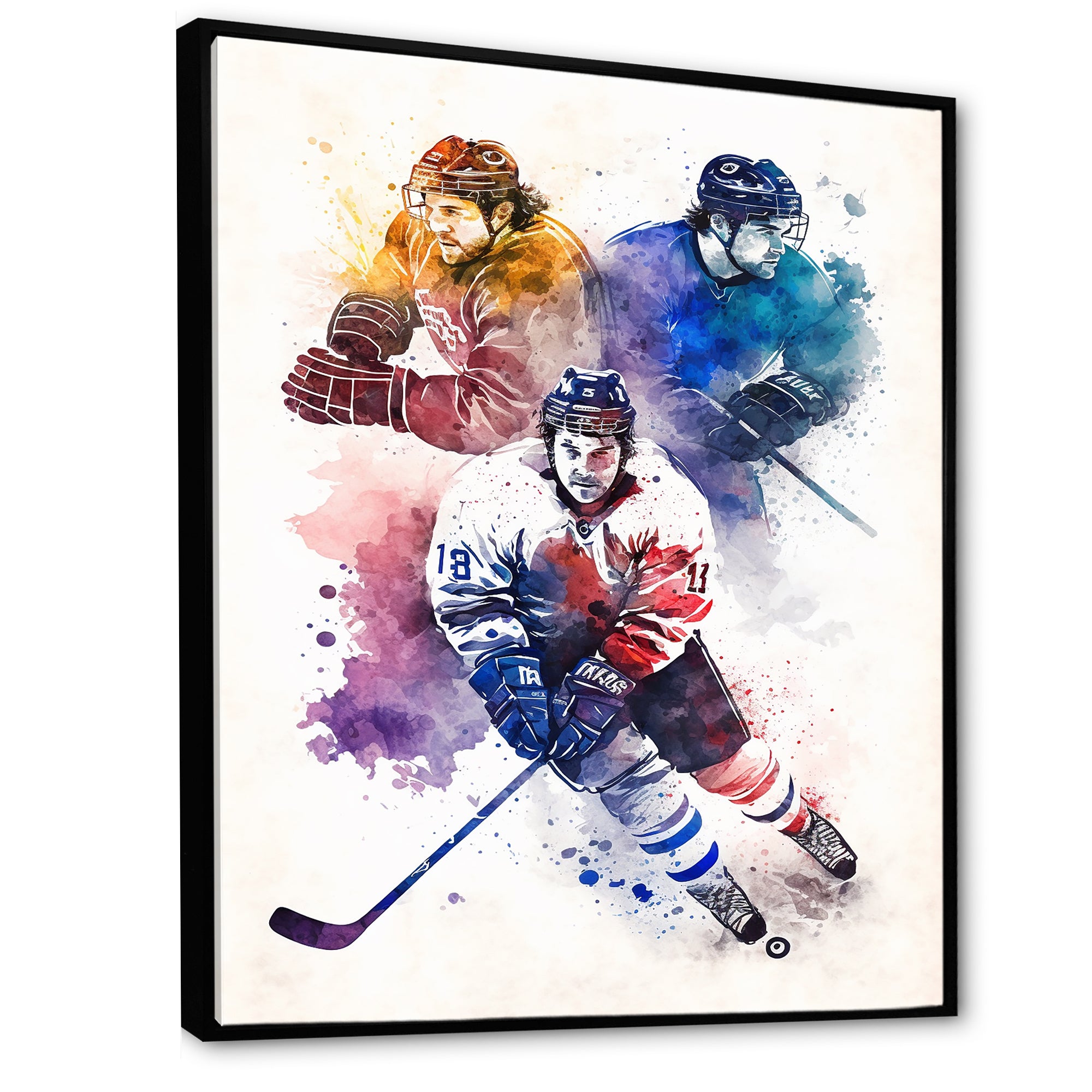 Three Hockey Players During Game I - Sport Hockey Canvas Wall Art