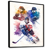 Three Hockey Players During Game I - Sport Hockey Canvas Wall Art