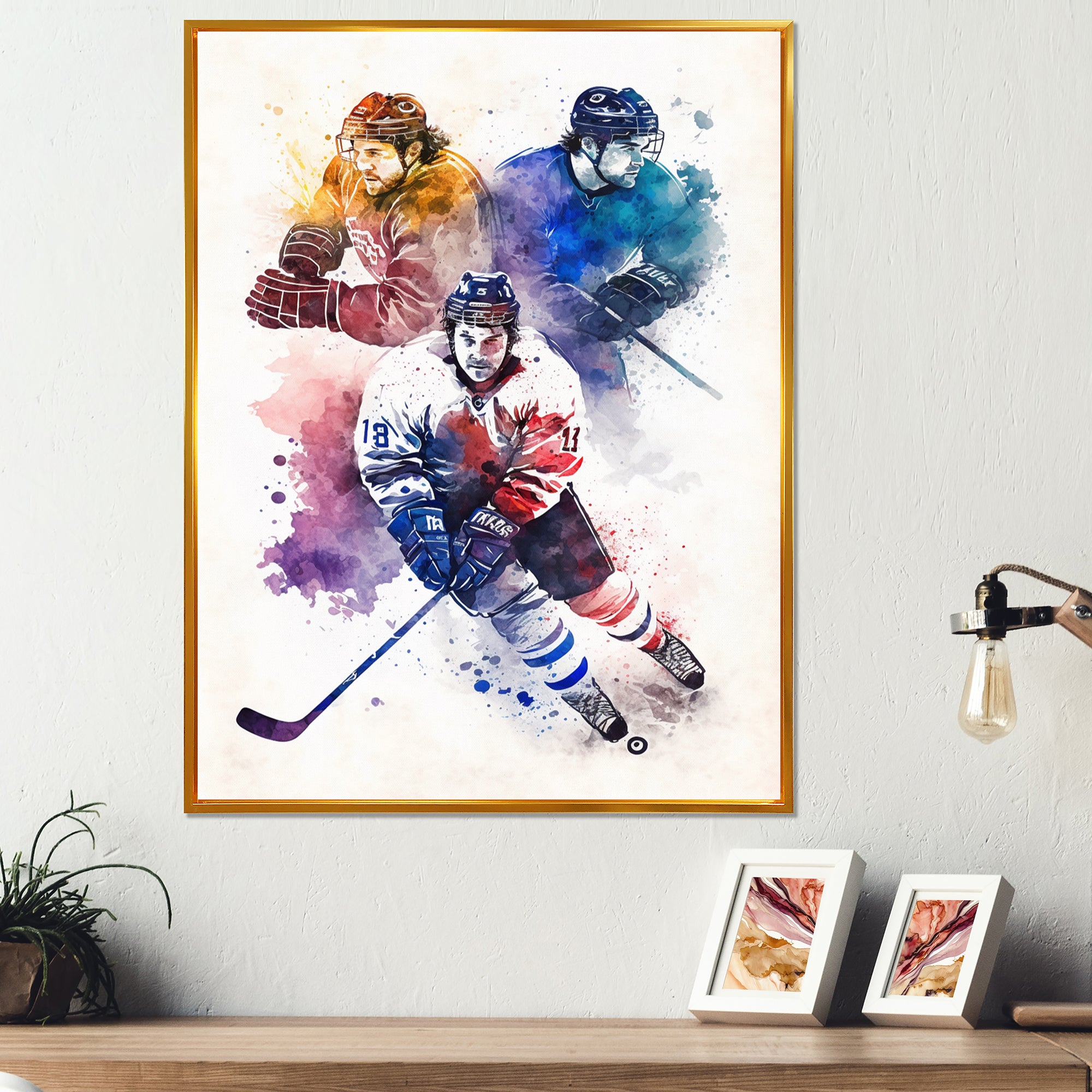 Three Hockey Players During Game I - Sport Hockey Canvas Wall Art