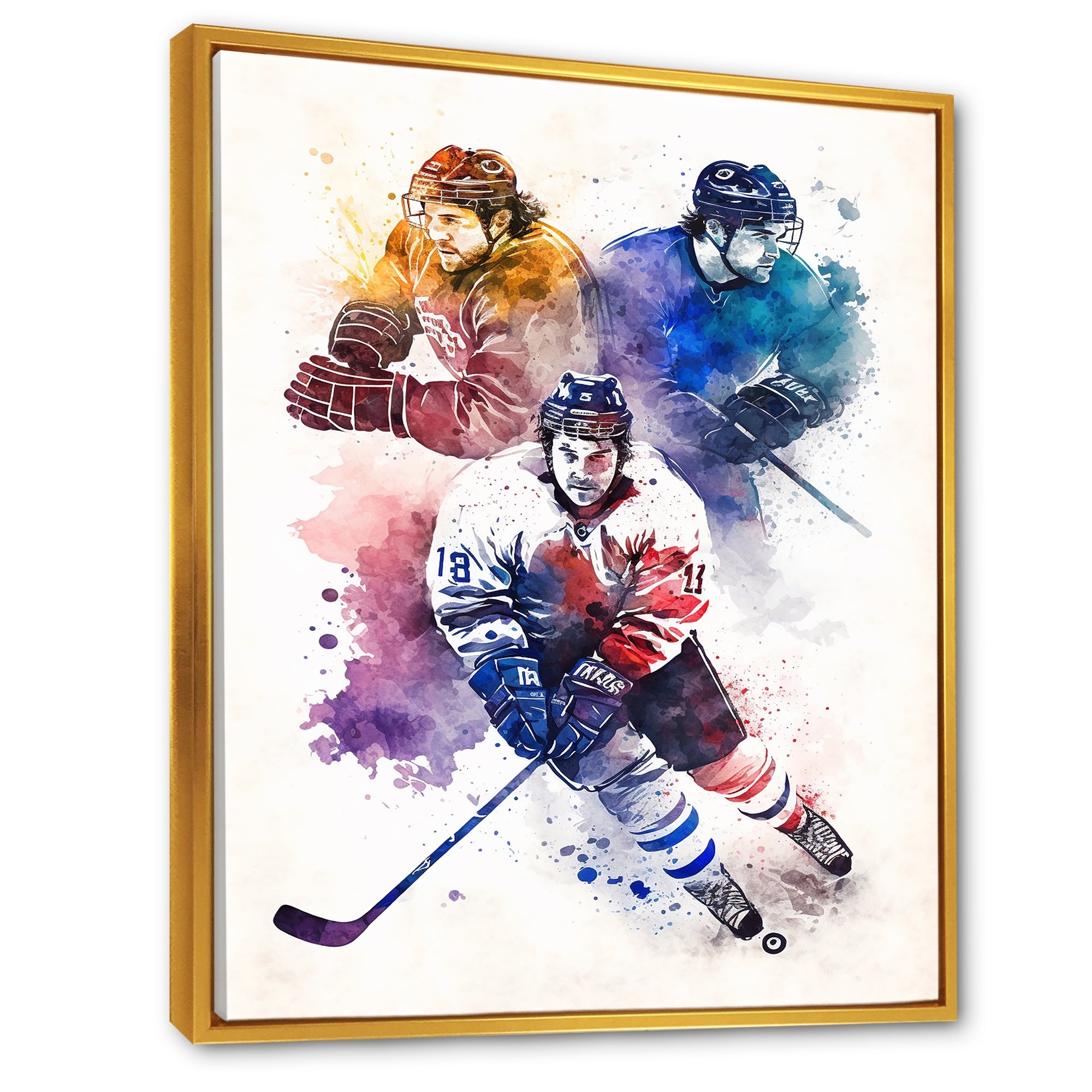 Three Hockey Players During Game I - Sport Hockey Canvas Wall Art