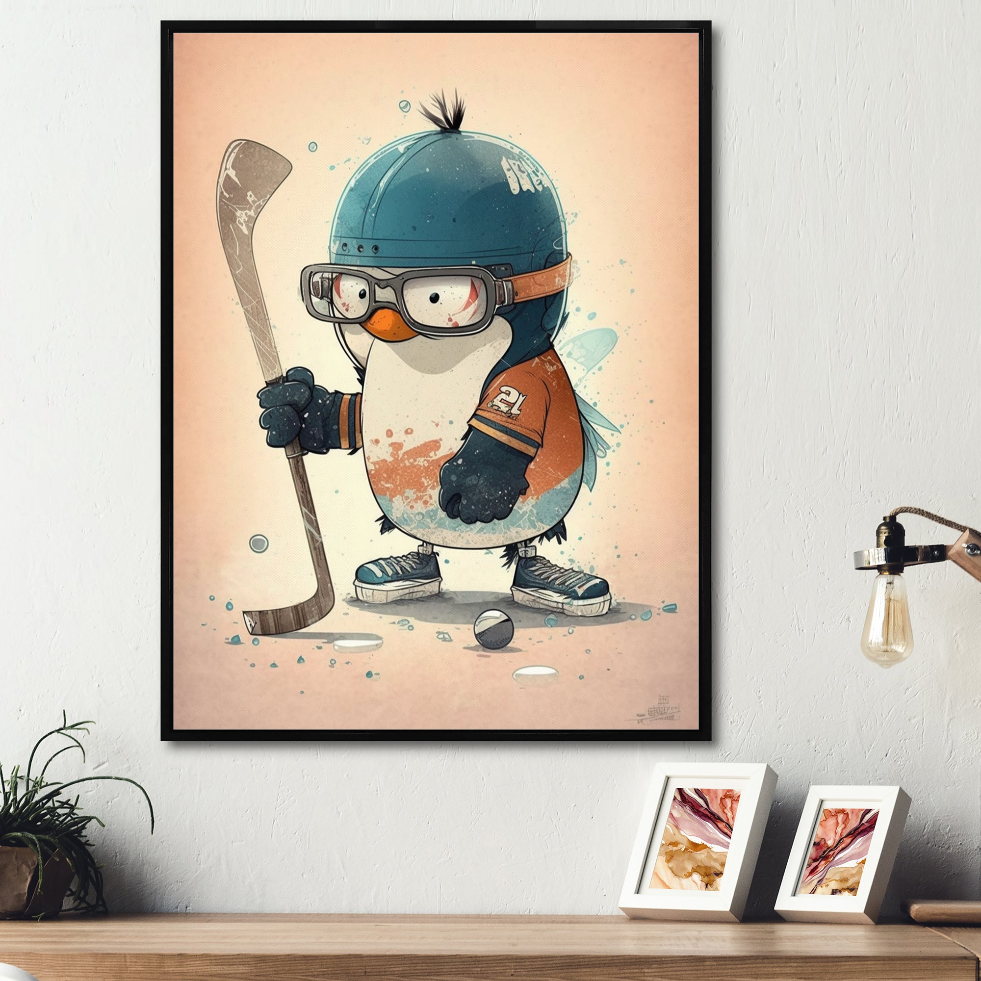 Anime Hockey Penguin - Sport Hockey Canvas Wall Art