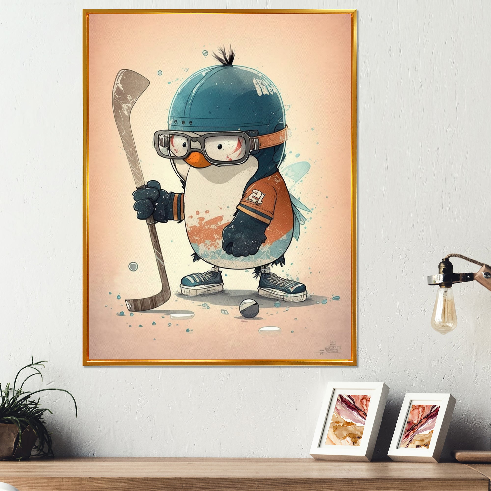 Anime Hockey Penguin - Sport Hockey Canvas Wall Art