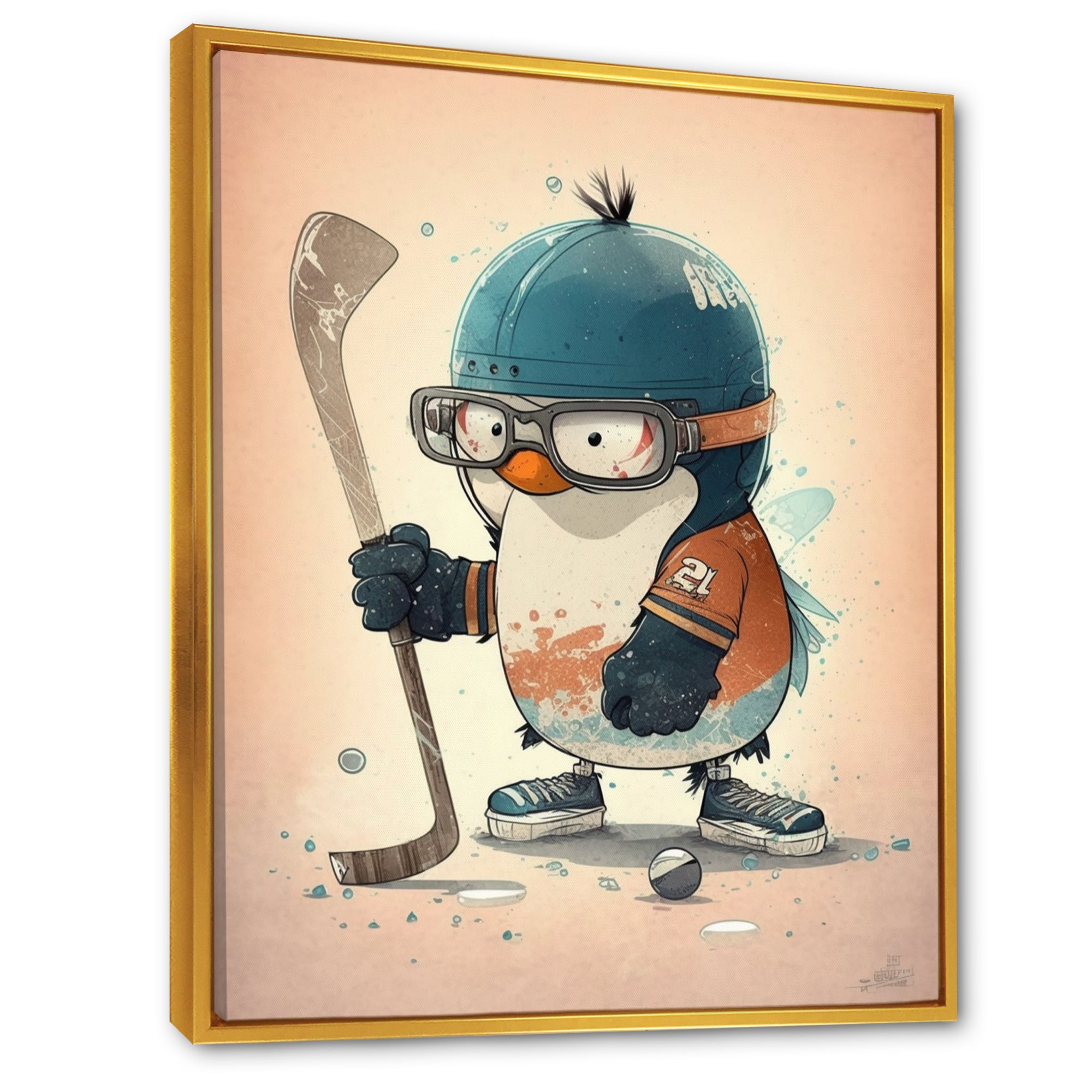 Anime Hockey Penguin - Sport Hockey Canvas Wall Art