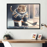 Anime Hocket Cat On Ice Rink I - Sport Hockey Canvas Wall Art