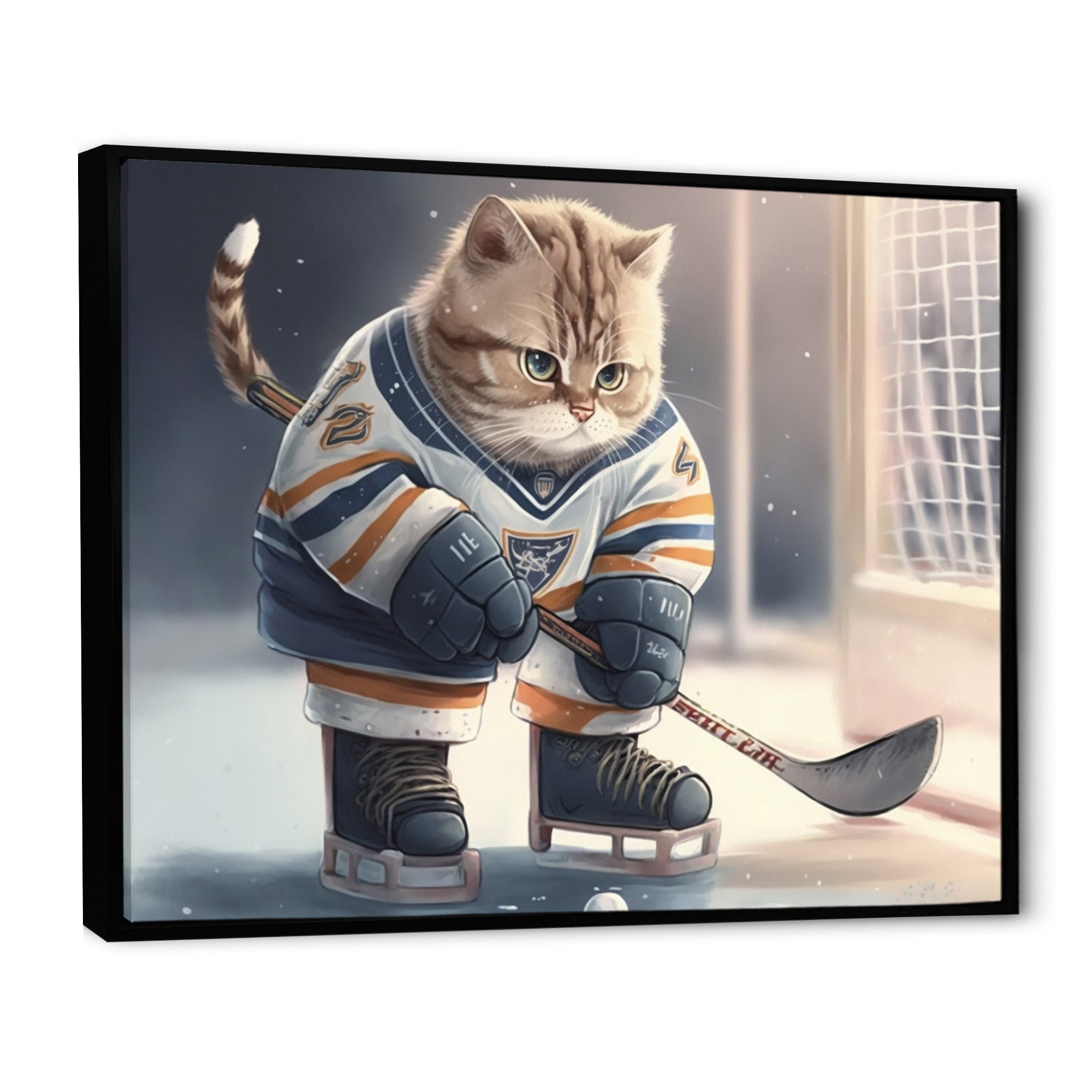 Anime Hocket Cat On Ice Rink I - Sport Hockey Canvas Wall Art