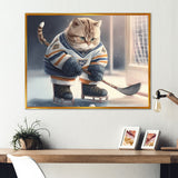 Anime Hocket Cat On Ice Rink I - Sport Hockey Canvas Wall Art